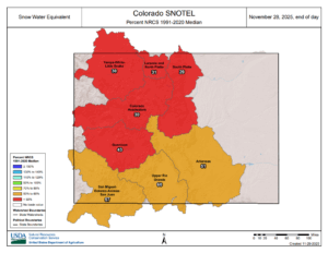 Snow Water Equivalent Map for Colorado