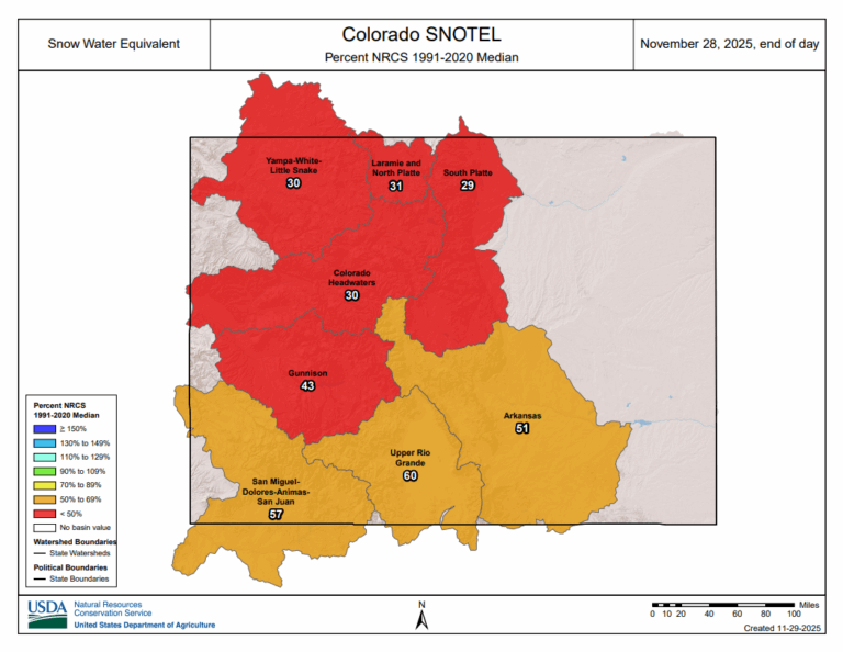 Snow Water Equivalent Map for Colorado