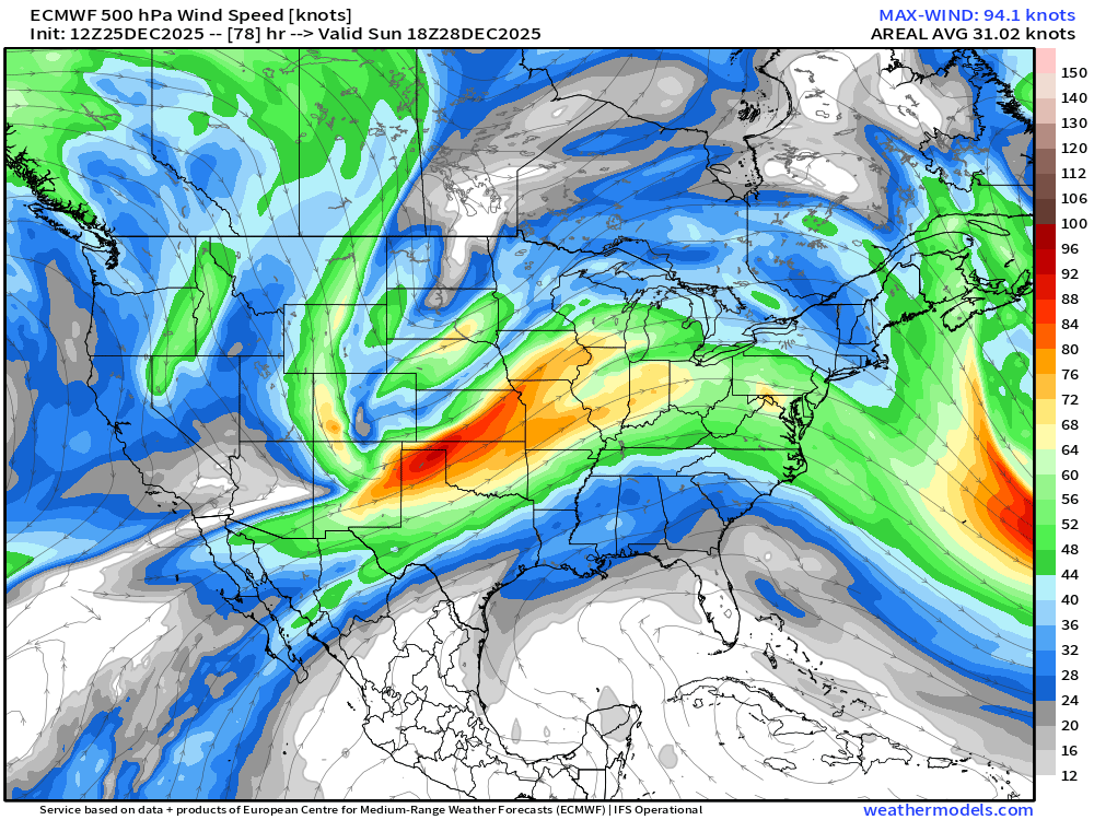 500mb heights at mid-day Sunday.
