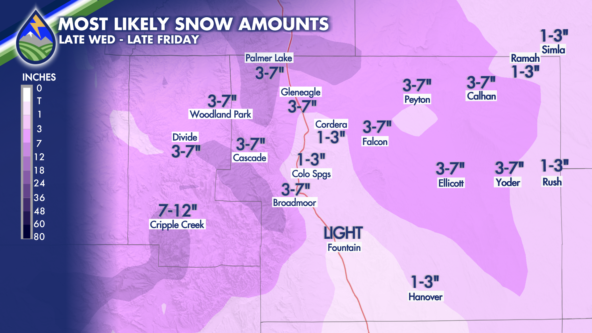 Expected Snow Amounts - Pikes Peak Region - Peaks 2 Plains Weather